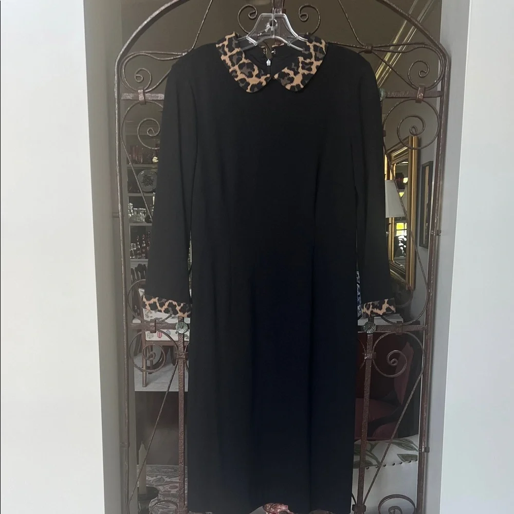 Talbots Black Dress with Leopard Accents - Picture 1 of 7